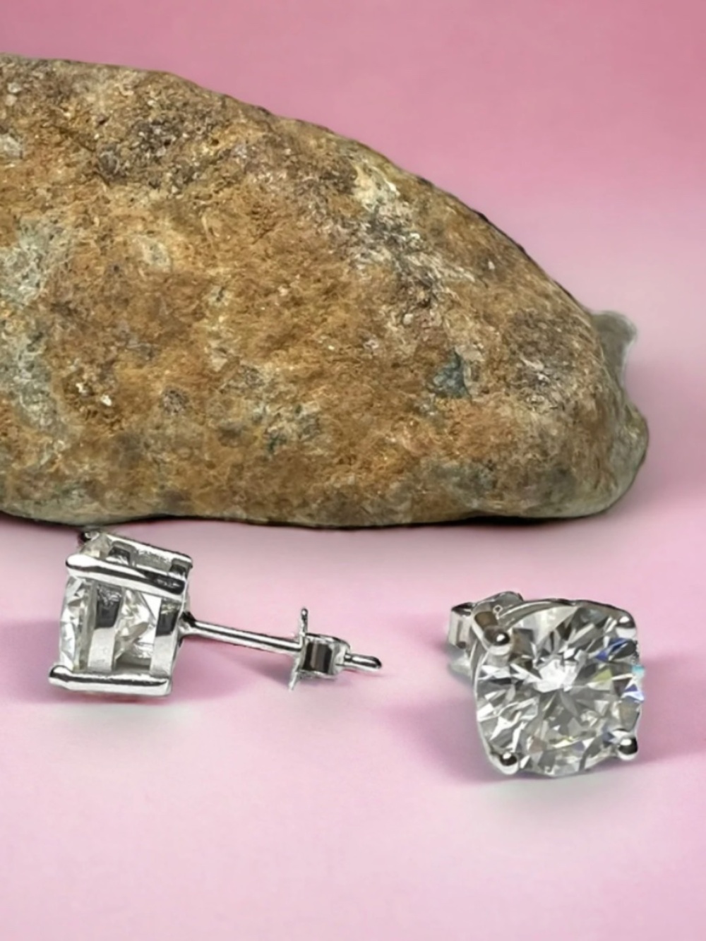 New Moissanite Stud Earrings, D VVS, Sterling Silver 1 CTTW 5mm
